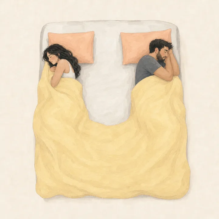 A couple sleeping far apart