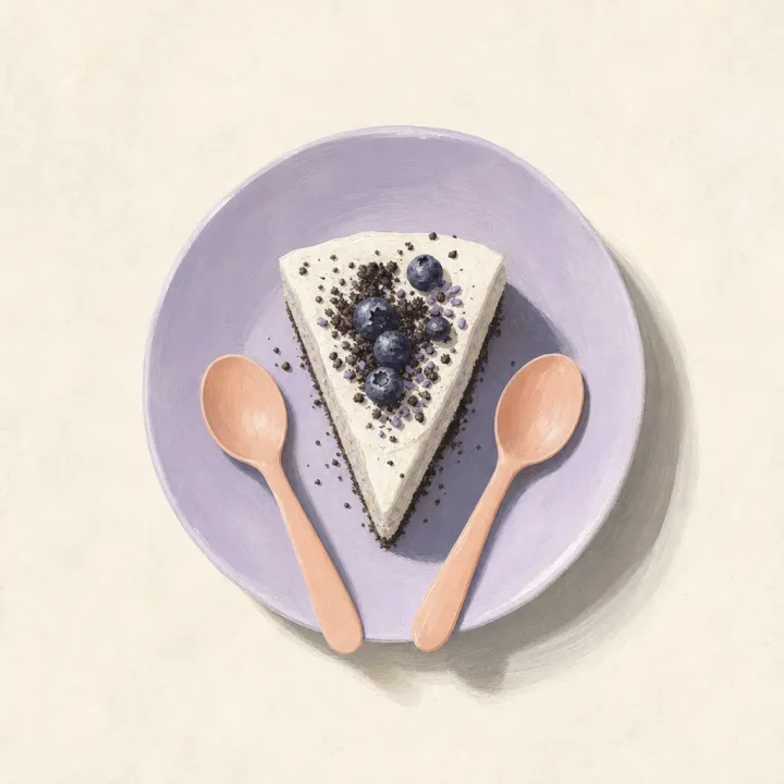 One dessert with two spoons