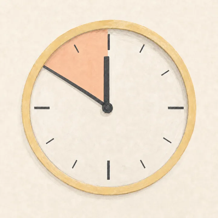 Clock showing ten minutes early