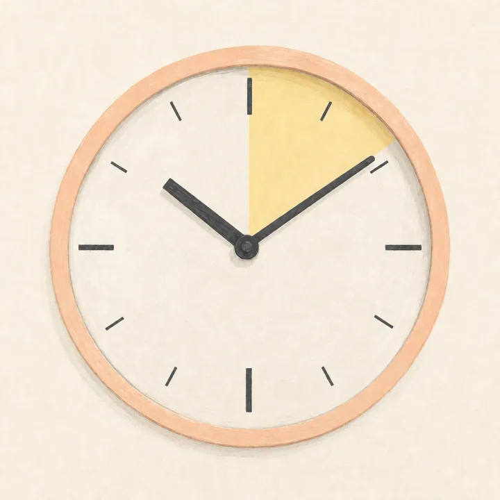 Clock showing ten minutes late